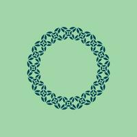 luxury elegant green circle leaves pattern frame vector