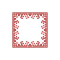 abstract elegant red square tribe pattern frame vector