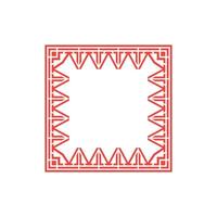 abstract elegant red square tribe pattern frame vector