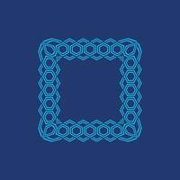 luxury elegant blue square hexagon pattern frame vector
