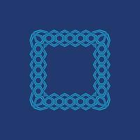 luxury elegant blue square hexagon pattern frame vector