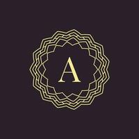 initial letter A ornamental border alphabet circle emblem badge logo vector