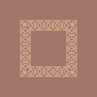 luxury elegant brown square line art pattern frame vector