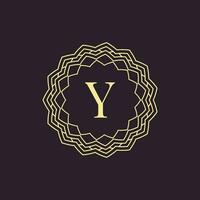 initial letter Y ornamental border alphabet circle emblem badge logo vector