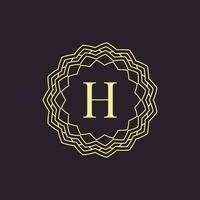 initial letter H ornamental border alphabet circle emblem badge logo vector