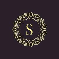 initial letter S ornamental border alphabet circle emblem badge logo vector