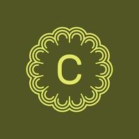 initial letter C floral alphabet circle emblem badge logo vector