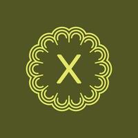 initial letter X floral alphabet circle emblem badge logo vector