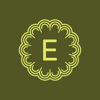 initial letter E floral alphabet circle emblem badge logo vector