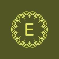 initial letter E floral alphabet circle emblem badge logo vector