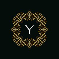 initial letter Y ornamental emblem frame circle pattern logo vector