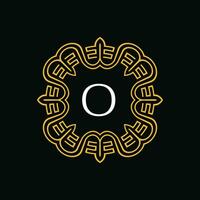 initial letter O ornamental emblem frame circle pattern logo vector