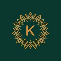 initial letter K ornamental emblem frame circle pattern logo vector
