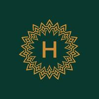 initial letter H ornamental emblem frame circle pattern logo vector