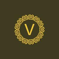 Modern emblem initial letter V ornamental tribe pattern circular logo vector