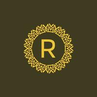 Modern emblem initial letter R ornamental tribe pattern circular logo vector