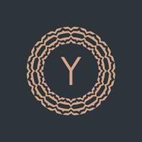 initial letter Y ornamental emblem frame circle pattern logo vector