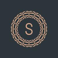 initial letter S ornamental emblem frame circle pattern logo vector
