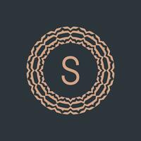 initial letter S ornamental emblem frame circle pattern logo vector