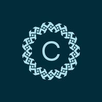 initial letter C ornamental emblem frame circle pattern logo vector