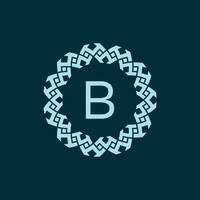 initial letter B ornamental emblem frame circle pattern logo vector