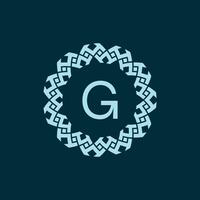 initial letter G ornamental emblem frame circle pattern logo vector