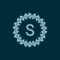 initial letter S ornamental emblem frame circle pattern logo vector