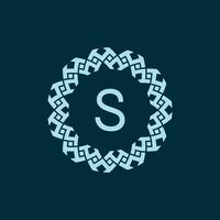 initial letter S ornamental emblem frame circle pattern logo vector