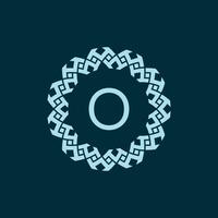 initial letter O ornamental emblem frame circle pattern logo vector