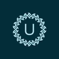 initial letter U ornamental emblem frame circle pattern logo vector