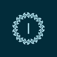 inicial letra i ornamental emblema marco circulo modelo logo vector