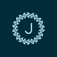 initial letter J ornamental emblem frame circle pattern logo vector