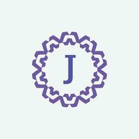 initial letter J ornamental modern circle frame emblem logo vector