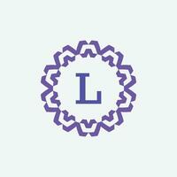 initial letter L ornamental modern circle frame emblem logo vector