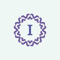 initial letter I ornamental modern circle frame emblem logo vector