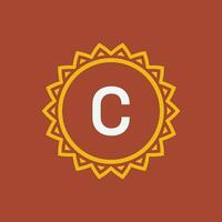 initial letter C sun circle frame unique emblem logo vector