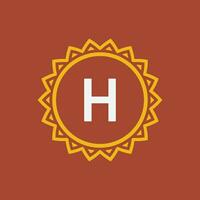 initial letter H sun circle frame unique emblem logo vector