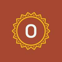 initial letter O sun circle frame unique emblem logo vector