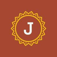 initial letter J sun circle frame unique emblem logo vector