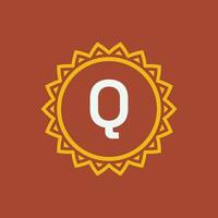 initial letter Q sun circle frame unique emblem logo vector