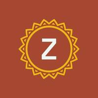 initial letter Z sun circle frame unique emblem logo vector