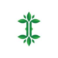 Modern and Elegant letter I leaf or leaves logo vector