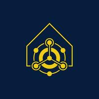 modern house logo combined with analytic digital data vector