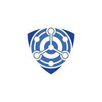 modern shield logo combined with analytic digital data vector