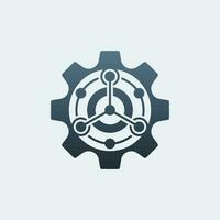 modern gear logo combined with analytic digital data vector
