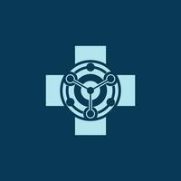 modern medical cross logo combined with analytic digital data vector