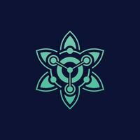 modern flower logo combined with analytic digital data vector