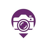 modern pin location camera photography logo vector