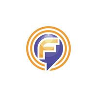 Initial letter F speech bubble chat logo vector