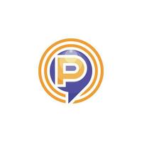 Initial letter P speech bubble chat logo vector